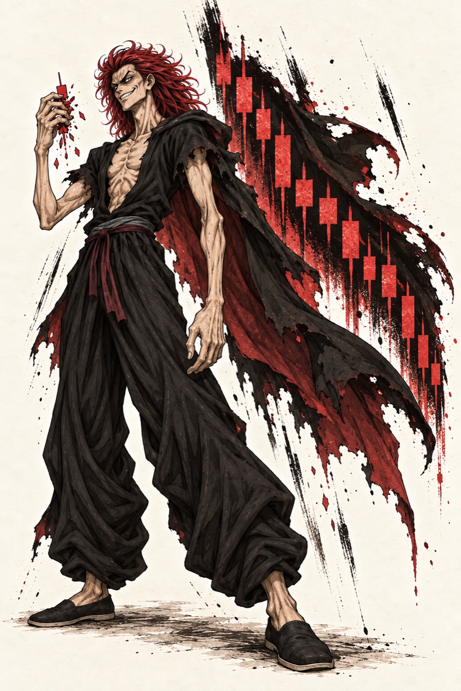 Redjiro holding a broken red candle