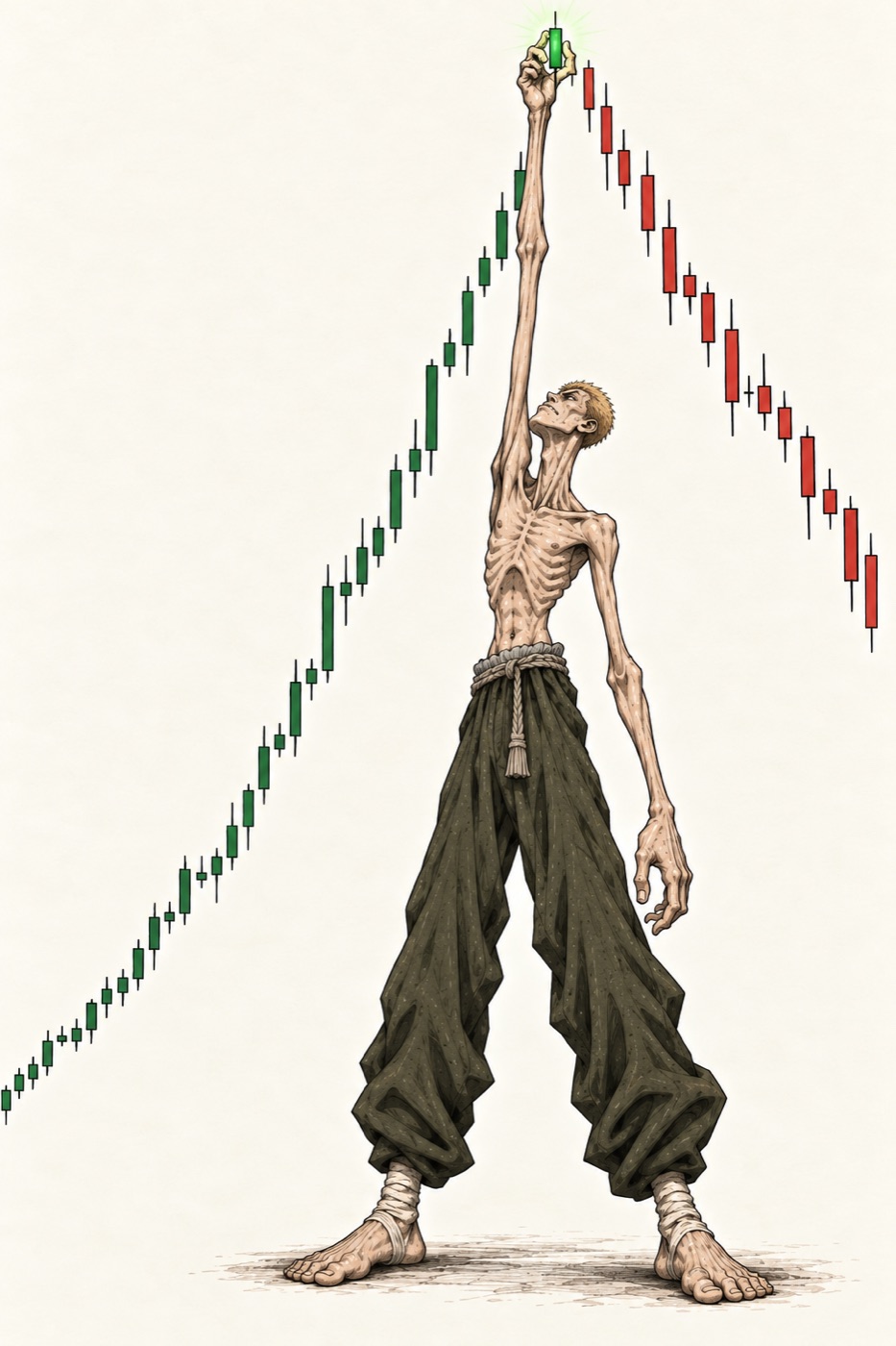 Wickjack reaching for the final green candle at the market top
